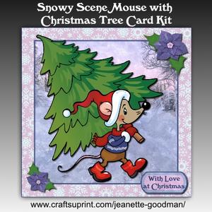 Snowy Scene Mouse with Christmas Tree Card Mini Kit