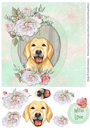 Lovely Labrador with Roses Printable Card