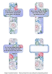 Printable White Peony Cross Bookmarks for Easter