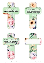 Printable Pastel Flower Cross Bookmarks for Easter