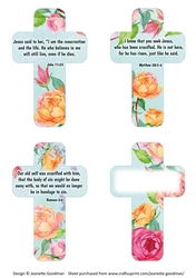 Printable Apricot Rose Cross Bookmarks for Easter