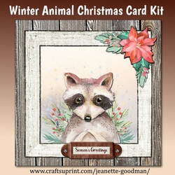 Printable Winter Raccoon Christmas Card Kit