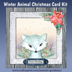 Printable Winter Arctic Fox Christmas Card Kit