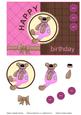 Teddy Bear Birthday Card in Brown and Pink