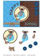 Teddy Bear Birthday Card in Brown and Blue