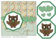 Owl Dangle Heart You Green and Gold
