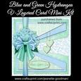 Blue & Green Hydrangea with Dangling Hearts Card