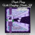 Purple Pansy with Dangling Hearts Card