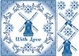 Delft Blue Windmill with Flowers