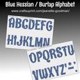 Blue Burlap Hessian Upper Case Alphabet
