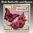 Pink Butterfly and Roses Square Card