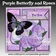 Purple Butterfly and Roses Square Card
