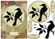Vintage Pink Roses and Bird Silhouette Card