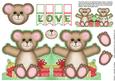 Bunting Christmas Teddy - Holly Love Card