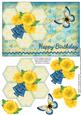 Yellow Gerbera Daisy Hexagon Patchwork Birthday Card