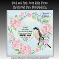 Bird and Pink Roses Bible Verse Christmas Card Kit