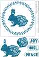 Scandinavian Christmas Card - Hare in Wreath (Blue)
