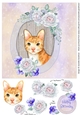 Ginger Cat with Peonies Printable Card
