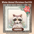 Printable Winter Raccoon Christmas Card Kit