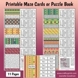 Fun Printable A5 Tribal Maze Cards or Puzzle Book set of 11