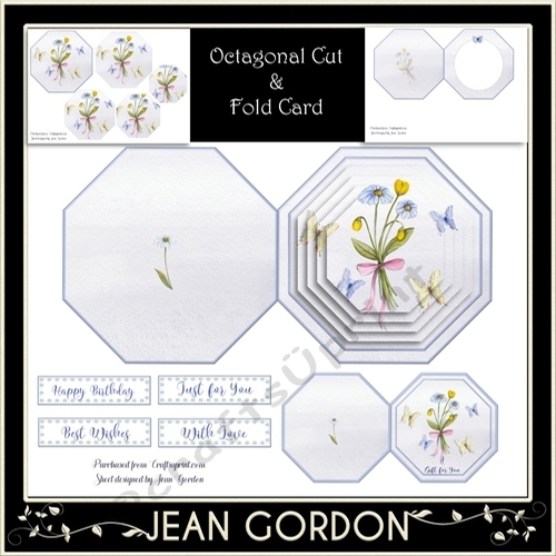 Octagonal Cut & Fold Floral Card