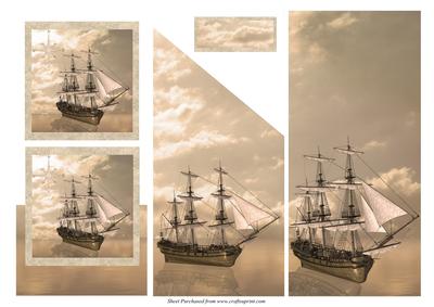 Ship at Sea Cascade Card
