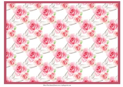 Pink Roses and Butterflies Landscape Paper