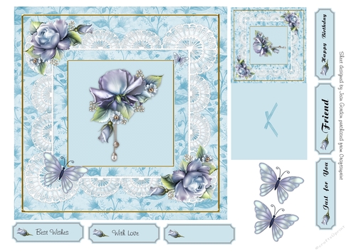 Blue Roses 7x7 Topper