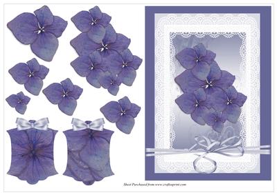 Purple Flower Card Front with Decoupage