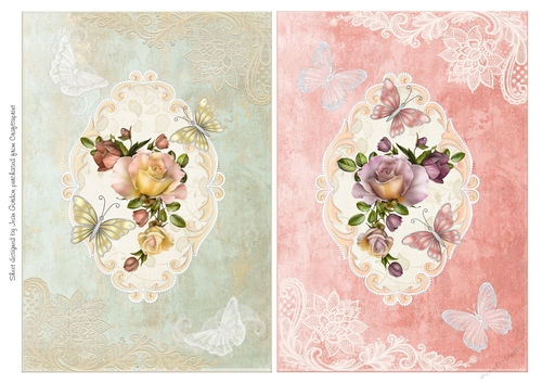 2 Rose & Butterflies Card Fronts