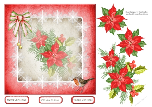 Poinsettia 7x7 Topper