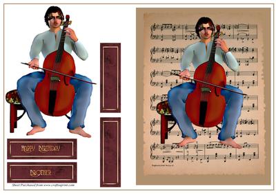 Cello Player Male Birthday Card