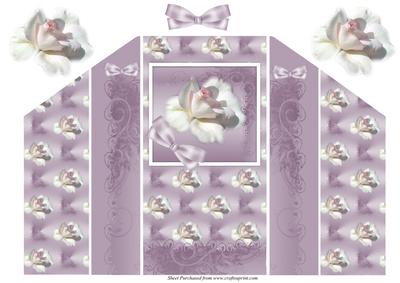 White and Pink Rosestheatre Fold Card