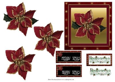 Red Poinsettia Topper/card Front with Decoupage
