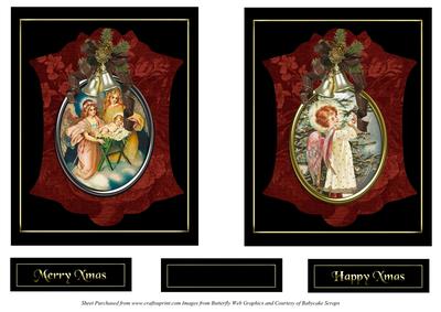 2 Christmas Card Toppers Vintage Style