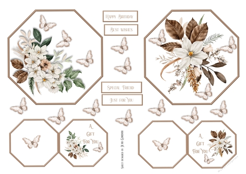 Cream Bouquet & Butterflies