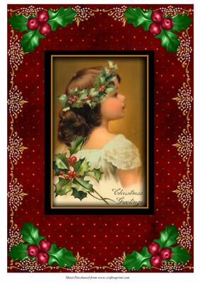 Little Xmas Girl with Holly