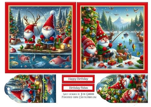 Cute xmas Fishing Gnomes set 1