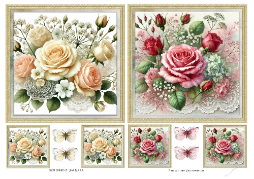  2 Square Framed Rose Toppers