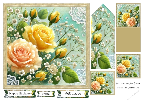 7x7 Yellow Roses Card Front