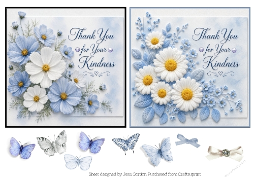 2 FLORAL THANK YOU TOPPERS