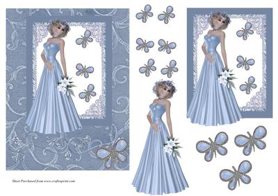 Blue Lady with Butterflies
