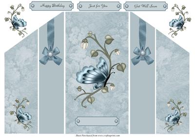 Blue Butterflies Theatre Fold Card