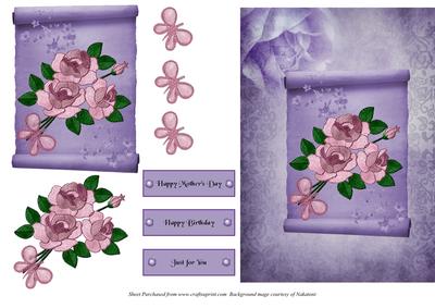 Roses & Butterflies Quick Card