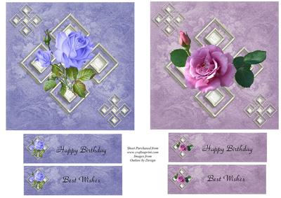Blue and Pink Rose Toppers