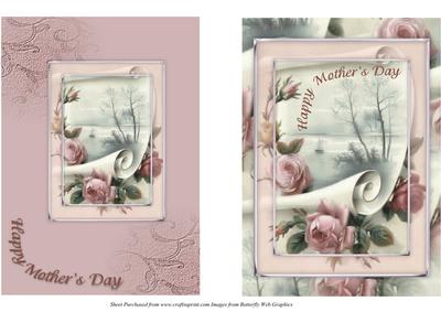 Roses on a Scroll Mother's Day Card Fronts