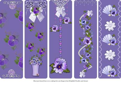 Set of Pansy Bookmarks