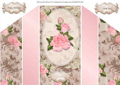 Pink Roses Theatre Fold Card