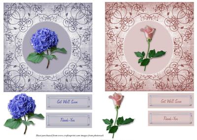 2 Square Floral Card Fronts