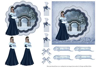 Blue Winter Lady Card Front